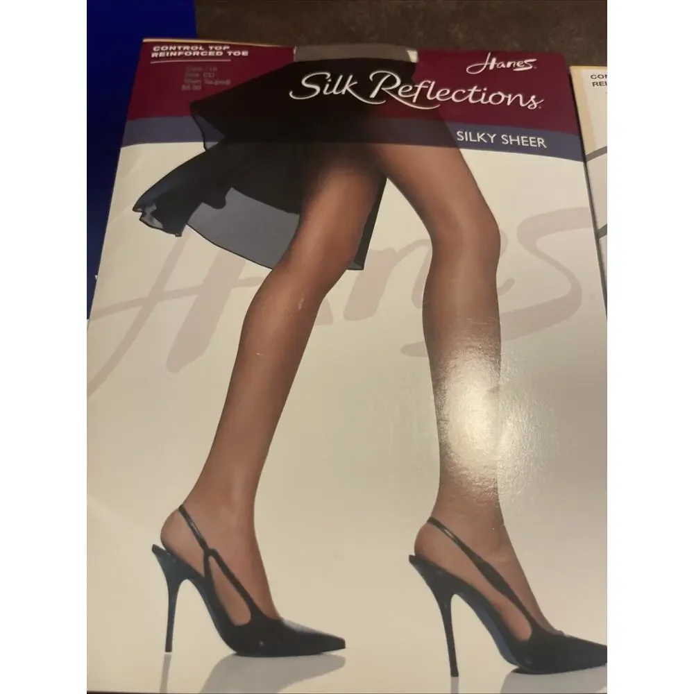 Hanes Silk Reflections Control Top Reinforced Toe CD Taupe New Lot 718 pantyhose